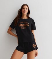 New Look Black Short Pyjama Set with Metallic Tanning Logo
